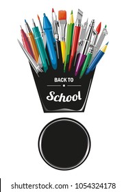 Back to school. School and office supplies. Vector illustration 