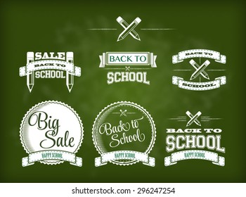 "Back to school" old style labels. Few variants of labels for school day