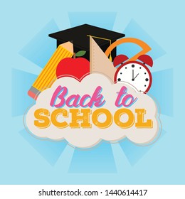 Back to school on background school supplies 