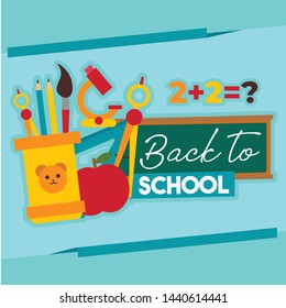 Back to school on background school supplies 