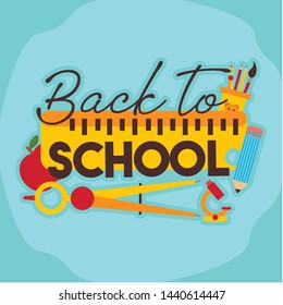 Back to school on background school supplies 