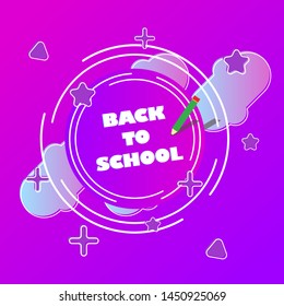 Back to school on beautiful purple background. Design lettering for leaflets, cards, banners, posters, flyers - vector illustration