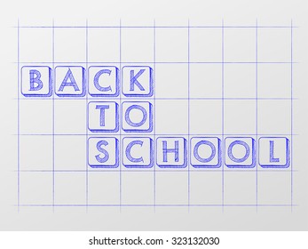 back to school on checkered whiteboard, education concept, vector