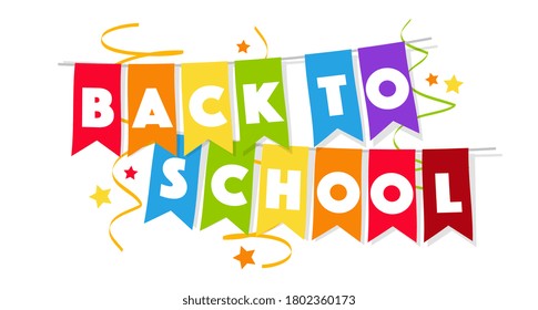 Back to school on colorful garlands