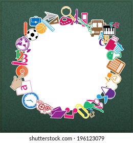 Back to School on Empty realistic green board Seamless children background 