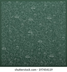 Back to School on Empty realistic green board children background 