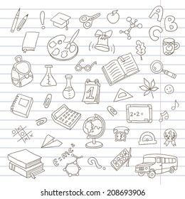 Back to school on a exercise book sheet grid