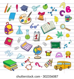 Back to school on a exercise book sheet grid