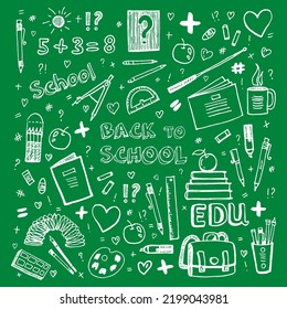 back to school on green background