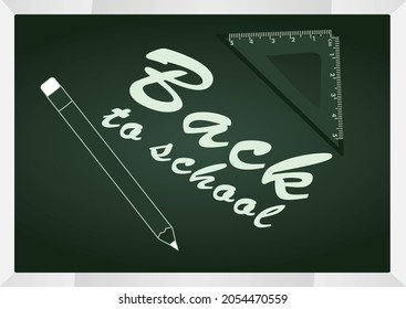 Back to school on green school board. vector illustration