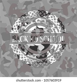 Back to School on grey camo pattern
