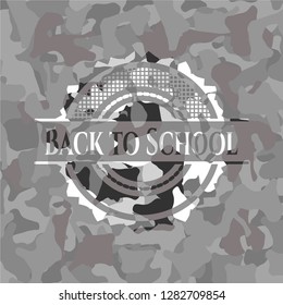 Back to School on grey camouflaged pattern