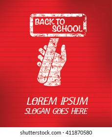 Back to school on red background,poster grunge design