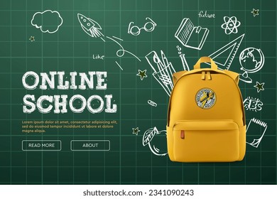 Kids art craft, education, creativity class concept. Vector banner, poster  with white paper background, hand drawn letters, pencil, brush, paints and  watercolor splash. Doodle illustration. Stock Vector