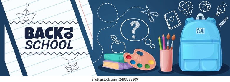 Volver a la escuela, Anuncio escolar en línea, afiche