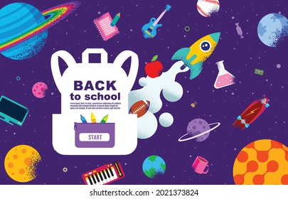 back to school, Online Learning, flat design vector.