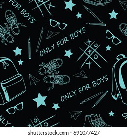 Back to school only for boys seamless pattern