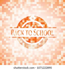  Back to School orange mosaic emblem