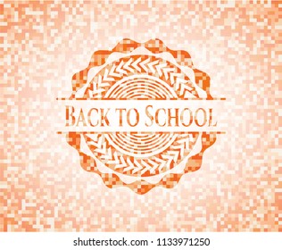 Back to School orange mosaic emblem