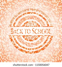 Back to School orange mosaic emblem with background