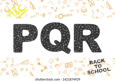 Back to School. Original font, with icons on the theme for education.