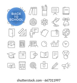 Back to school. Outline icon set. Vector pictogram set