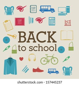back to school over beige background vector illustration