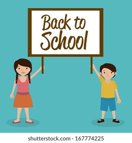 back to school over blue background vector illustration