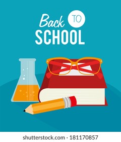 back to school over blue background vector illustration 