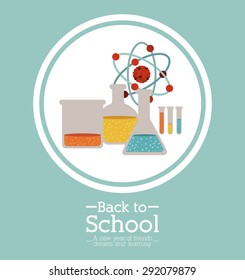 Back to school over blue background, vector illustration