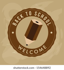 back to school over brown background vector illustration