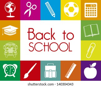 back to school over colorful background vector illustration