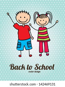 back to school over dotted background vector illustration