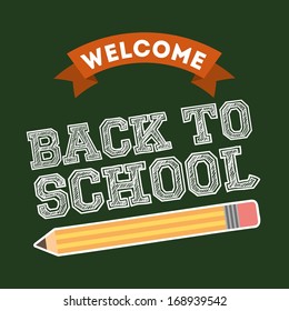 back to school over green background vector illustration