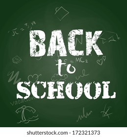 back to school over  green background vector illustration