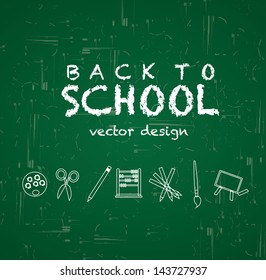 back to school over green board background vector illustration