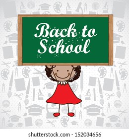 back to school over green board background vector illustration 