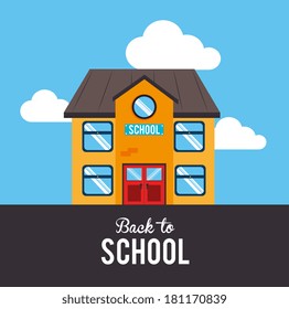 back to school over landscape background vector illustration 