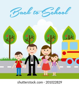 back to school over sky landscape background vector illustration