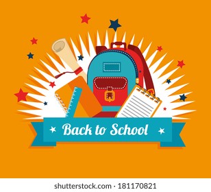 back to school over yellow background vector illustration 