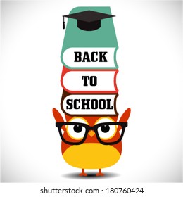 Back to school owl with blackboard eps10