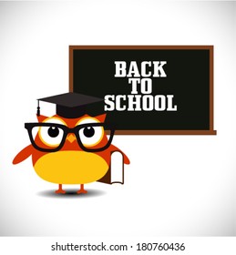 Back to school owl with blackboard eps10