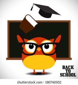Back to school owl with blackboard eps10