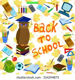 Back to School Owl Education Concept Banner Vector Illustration