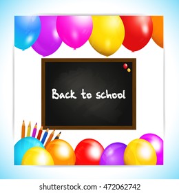 Back to School Panel with Blackboard Balloons and Pencils