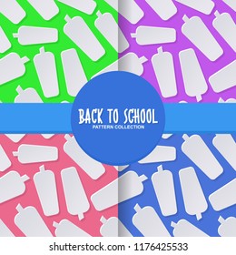 back to school paper background with marker book on colorful background seamless pattern