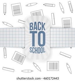 Back to School paper Emblem with Ribbon