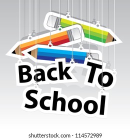 Back to School Paper Hanging Sign with Pencil paper hanging sign background -Vector