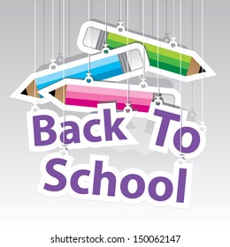 Back to School Paper Hanging Sign with Pencil paper hanging sign background -eps10 vector