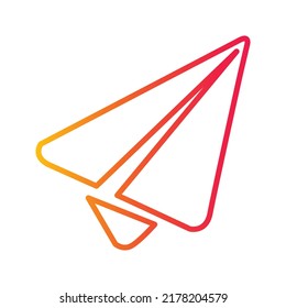Back to school paper plane origami gradient outline icon flat design.